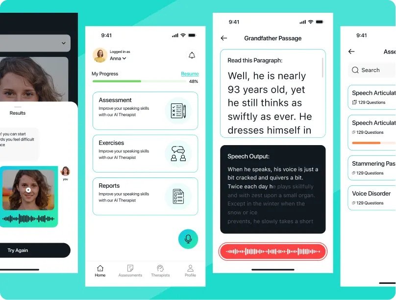 AI speech assessment mobile interface