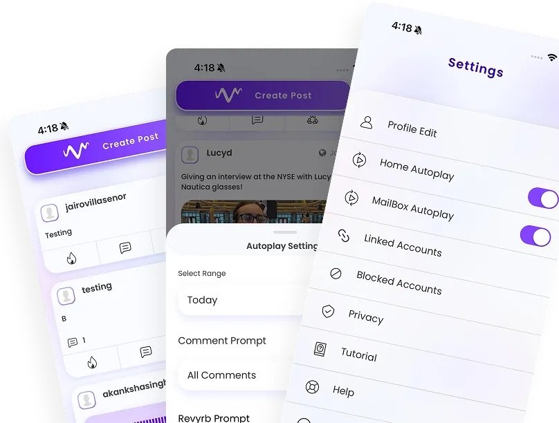 Vyrb voice-first social application screens